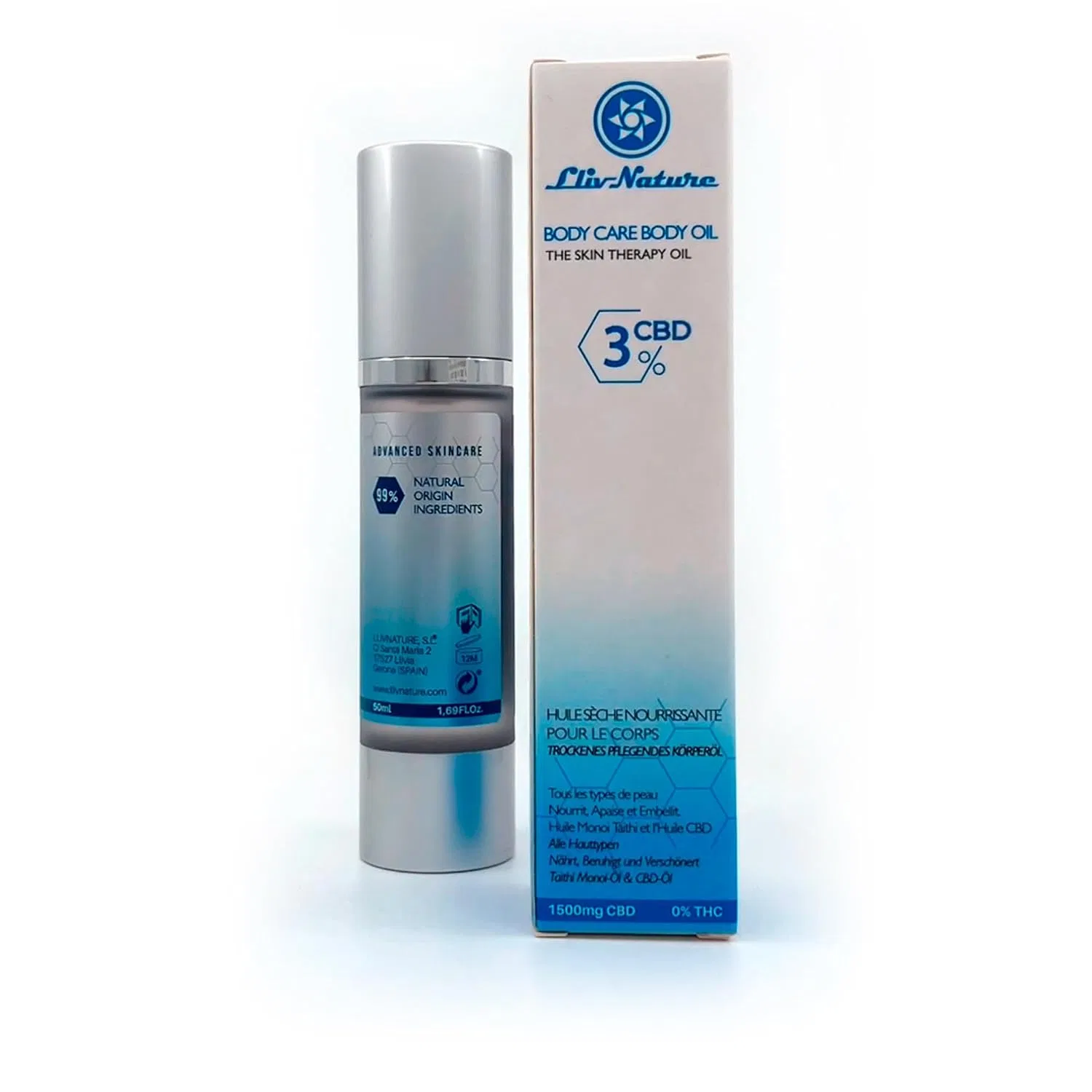 Масло для тела Dry & Nourishing Body Oil, LLIVNATURE, 50 мл, 1500 мг CBD & Taithi Monoi Oil — фото 3