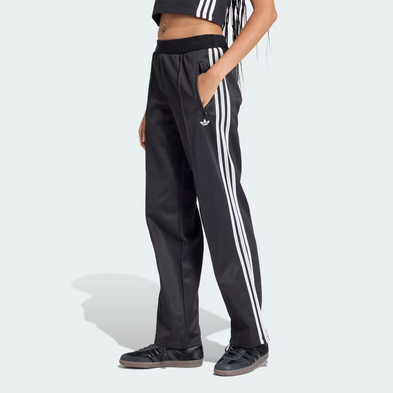 Женские спортивные брюки с вязаной отделкой крючком Firebird, Adidas Originals, черный