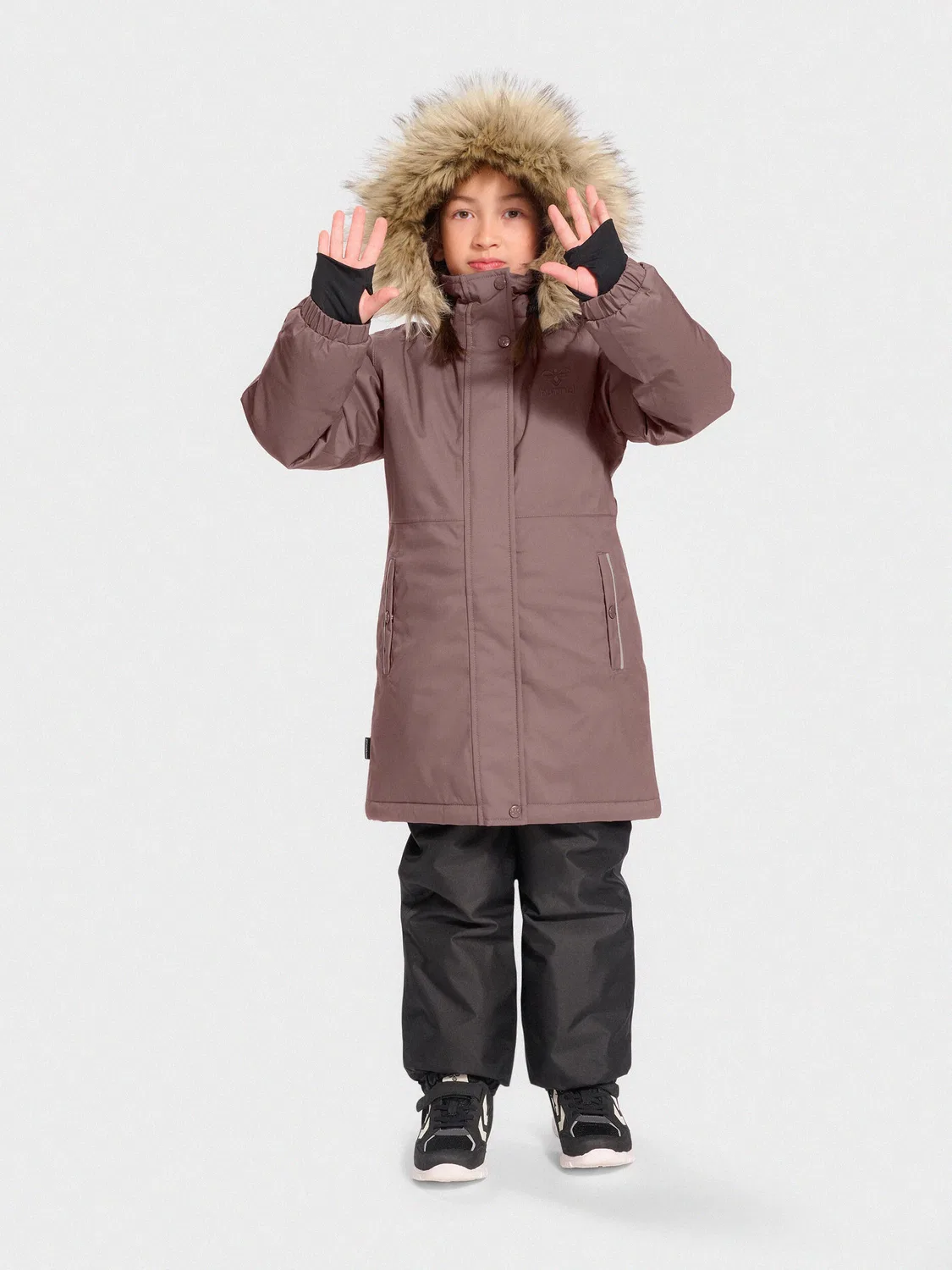 Детская куртка с принтом Hmlleaf Lifestyle Hummel, Carbongrau Taupebeige — фото 4