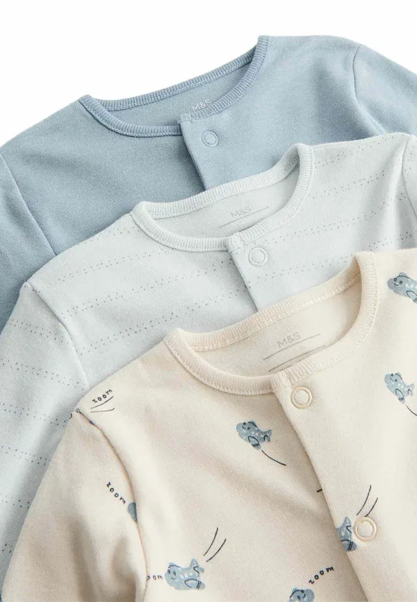 Комплект из 3 пижам-слипов с принтом, Airplane, Marks & Spencer Mix, синий — фото 3