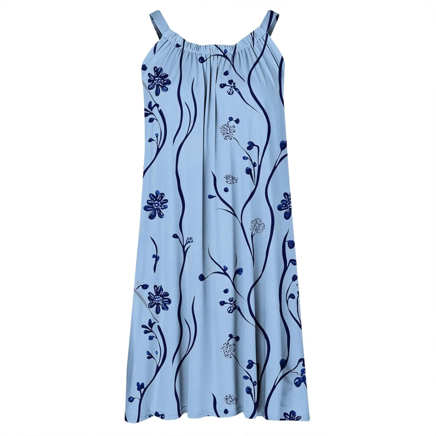 Женское летнее мини-платье V-образным вырезом, A-line, Light Blue — фото 4