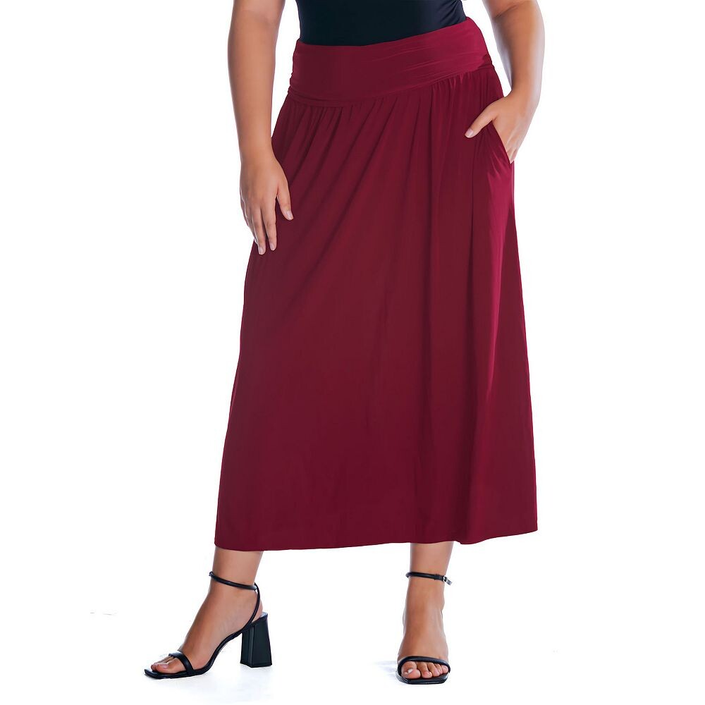 

Плюс размер 24Seven Comfort Apparel Откидная длинная юбка с карманами, цвет Wine