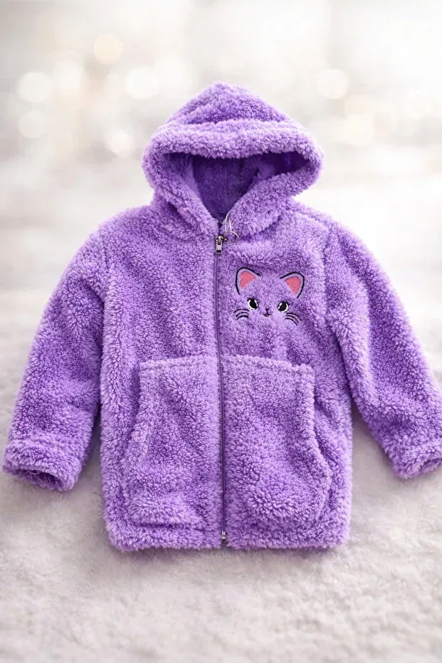 Детский кардиган с капюшоном из плюша Uğur Bebe, Lilac — фото 2