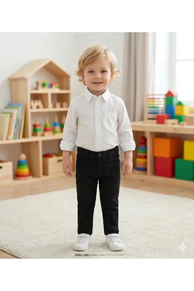 Детские брюки для мальчиков с эластичным поясом Momivi Kids, Black