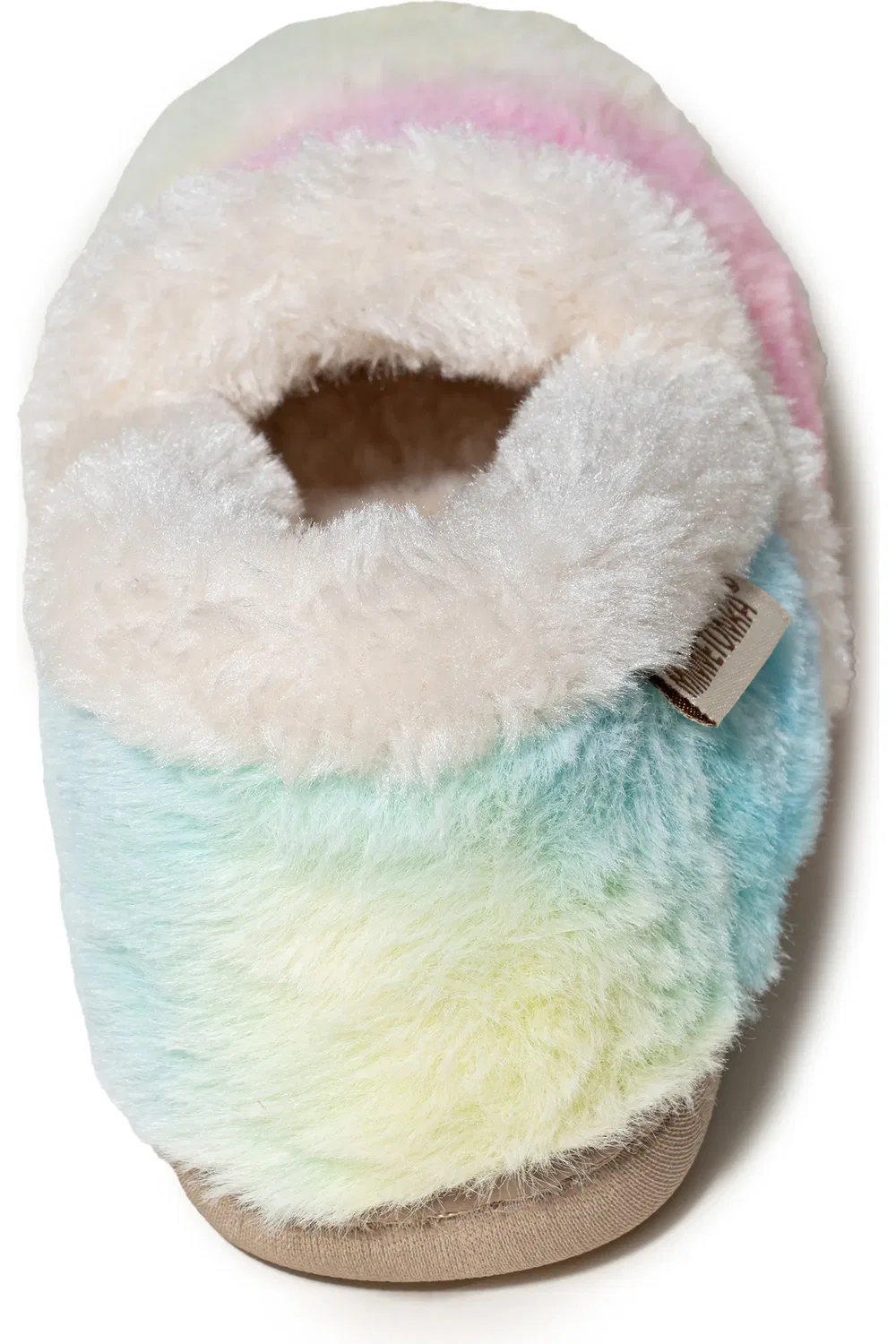 Детские тапочки на искусственном меху Daina Minnetonka, Ivory Multi Color — фото 2