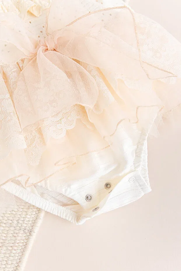 Детское платье для девочек с кружевом Babymod, Cream — фото 3