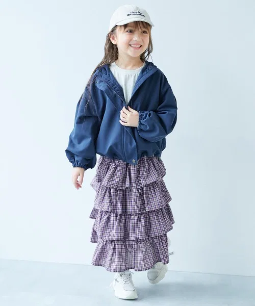 Детская пышная юбка в складку с принтом, модель Floral Tiered, devirock, Blue — фото 4