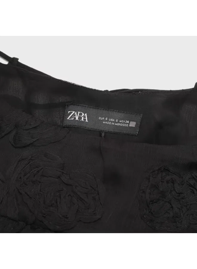 Топ-камуфляж без рукавов с цветочным принтом Zara, черный — фото 4