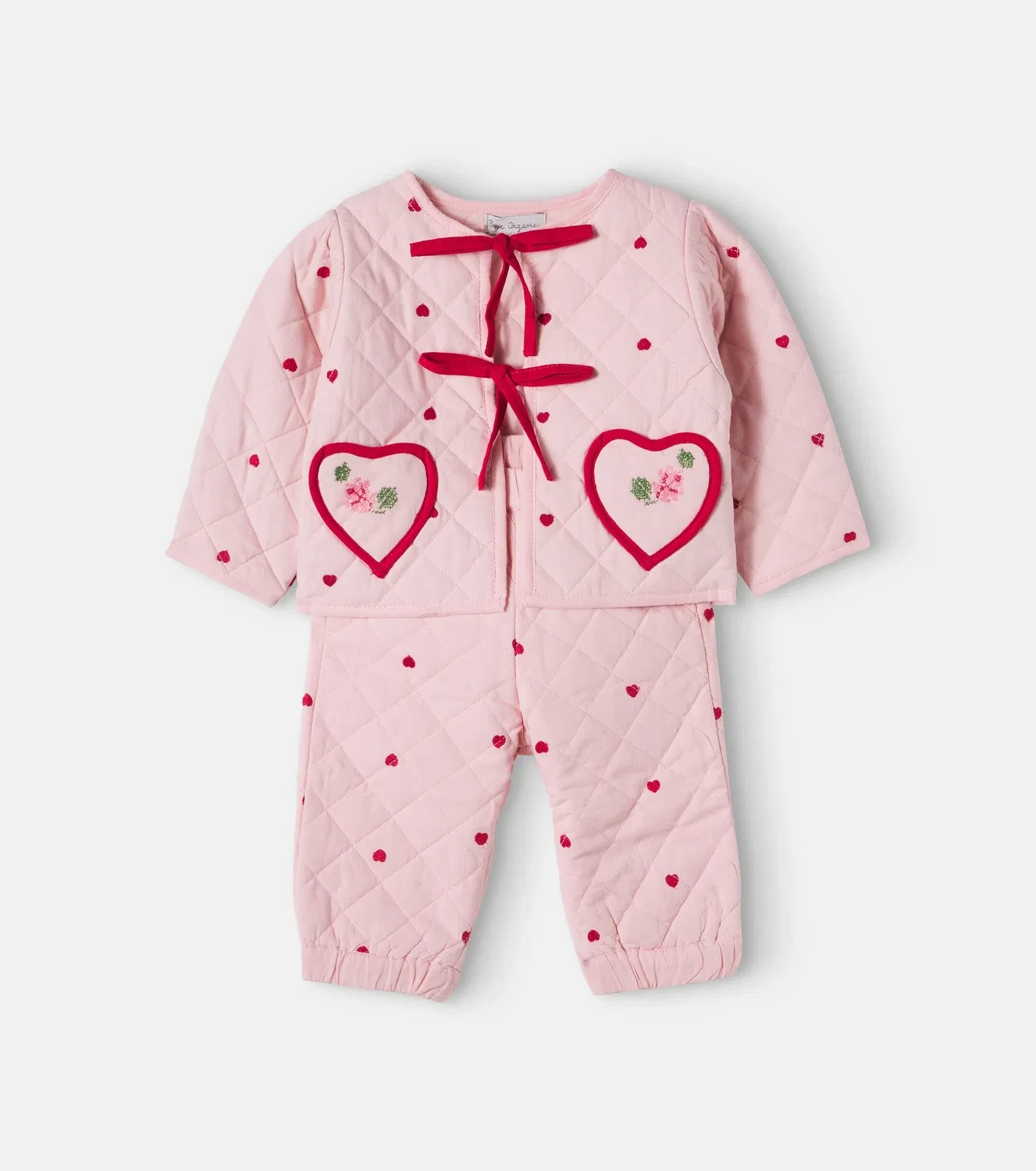 Комплект из стеганой куртки и брюк из хлопка Baby Rose Bebe Organic, розовый