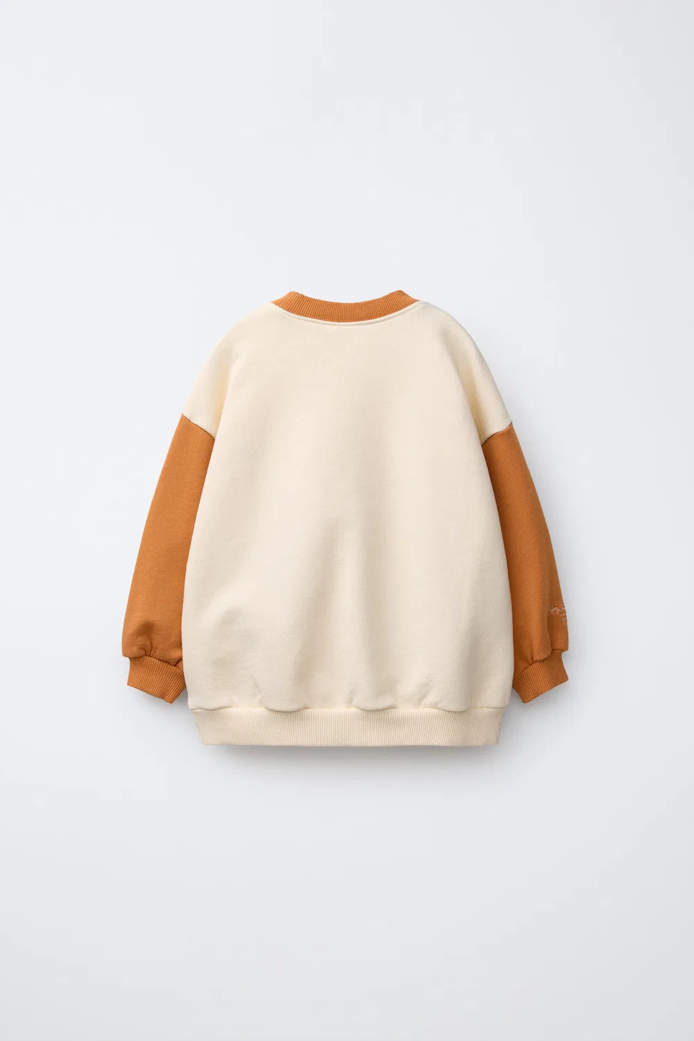 Толстовка с вышивкой в стиле цветовых блоков ZARA, Ecru/Brown — фото 2