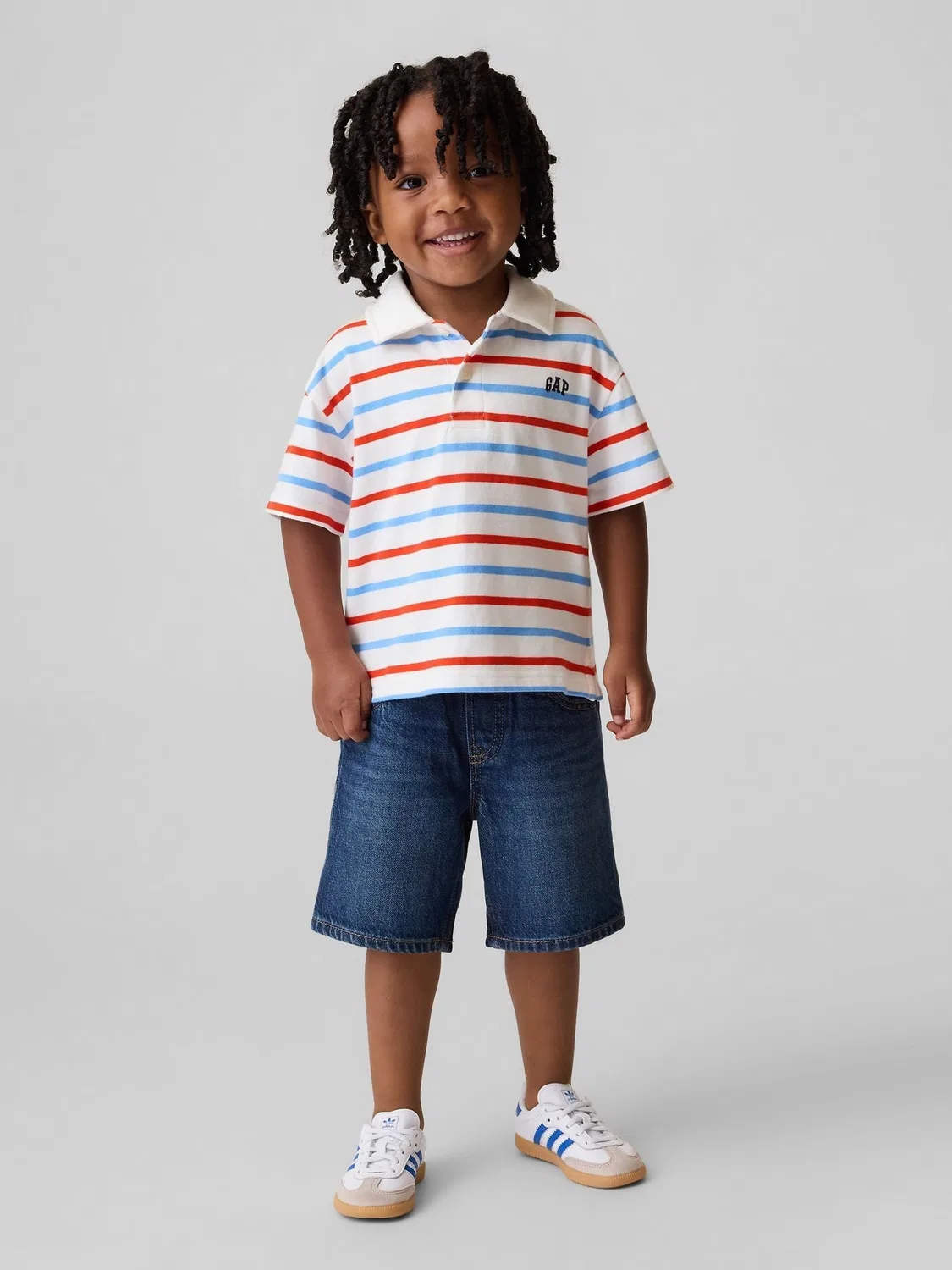 Поло Gap Red/Blue Stripe Brannan Bear, красный/синий в полоску
