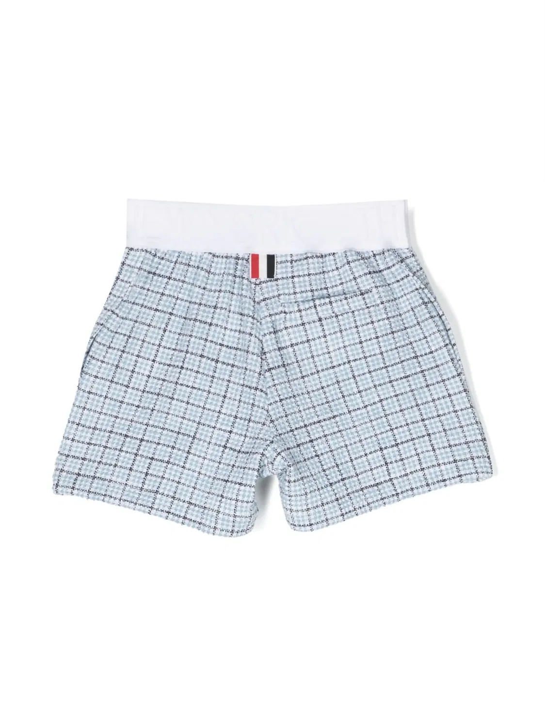 Твидовые шорты с нашивкой логотипа Thom Browne, синий — фото 2
