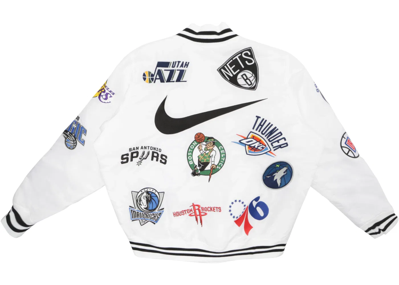 Мужская джинсовая куртка с принтом Supreme Nike/NBA Teams Warm-Up Jacket Supreme, White — фото 2