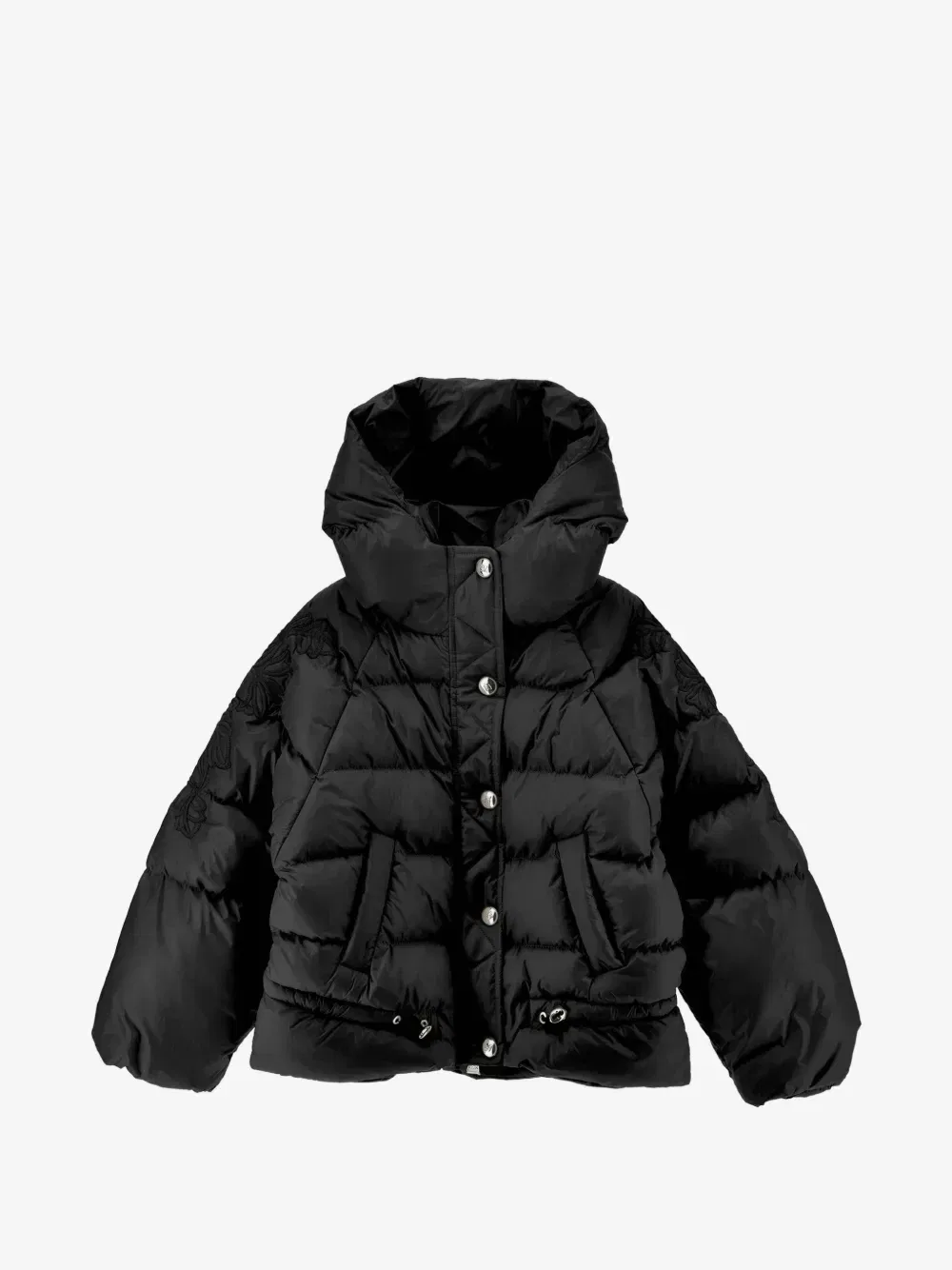 Куртка-пуховик с вышивкой Ermanno Scervino Junior, черный