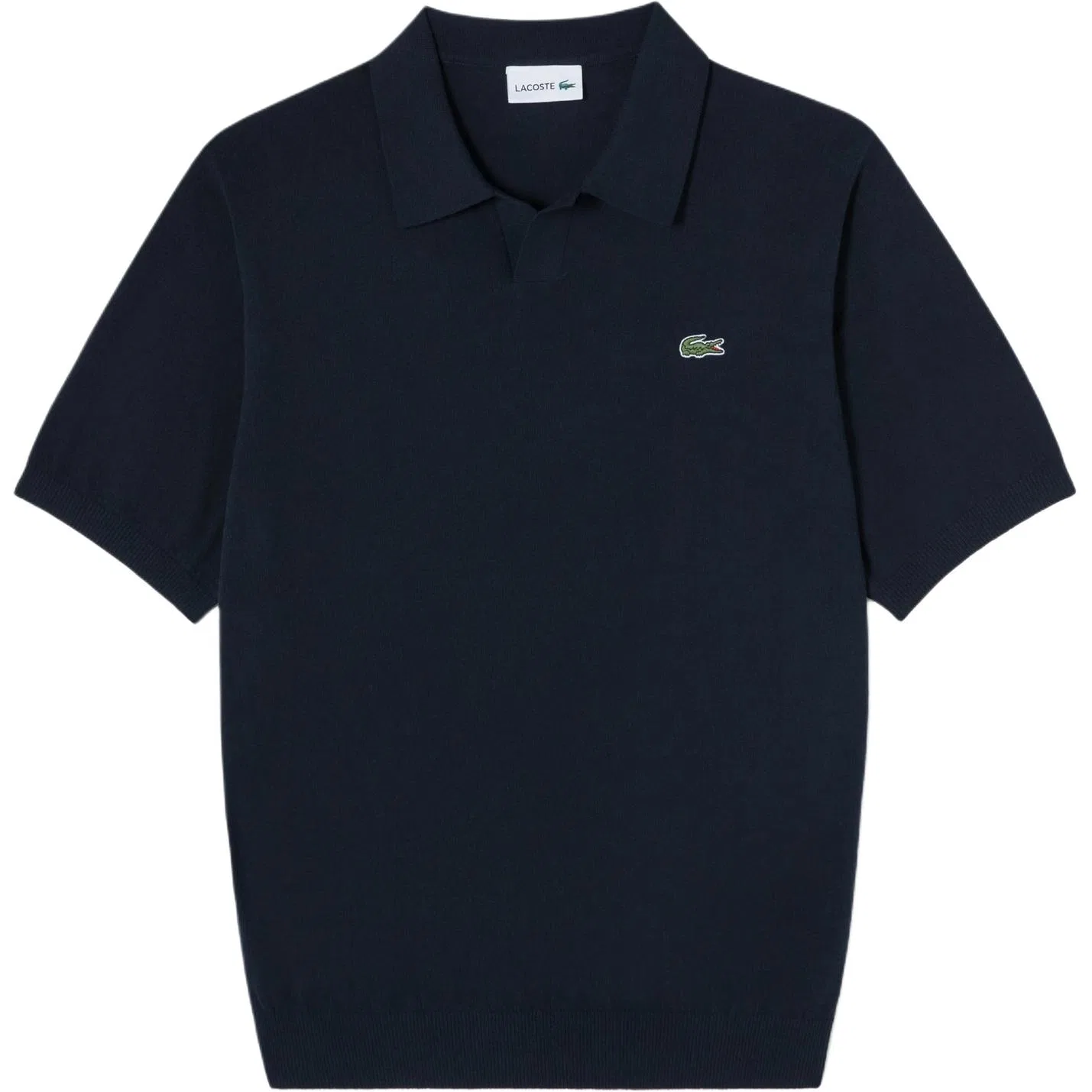 Мужское поло Lacoste, хлопковое пике, короткий рукав, отложной воротник, темно-синий