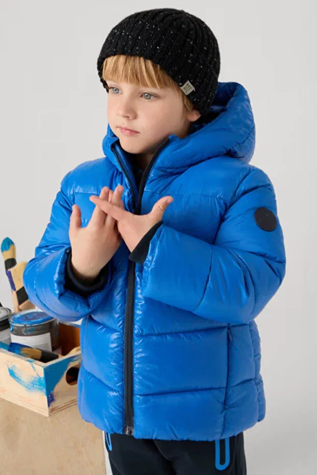 Детское зимнее пальто для девочек с капюшоном Coat 4470-73 dark blue Mayoral, Blue-24677