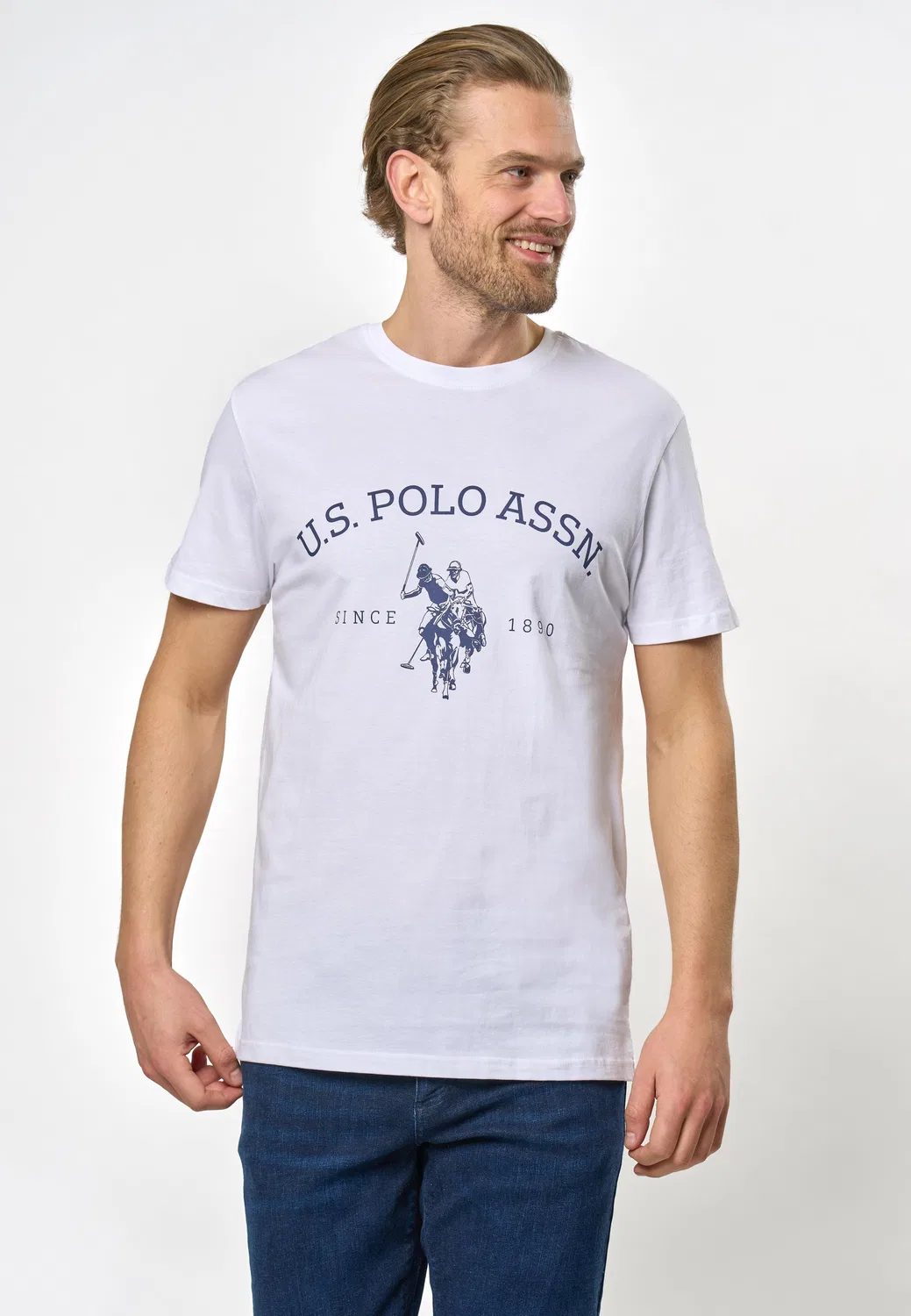Мужская хлопковая футболка Archibald U.S. Polo Assn., Weiß — фото 3