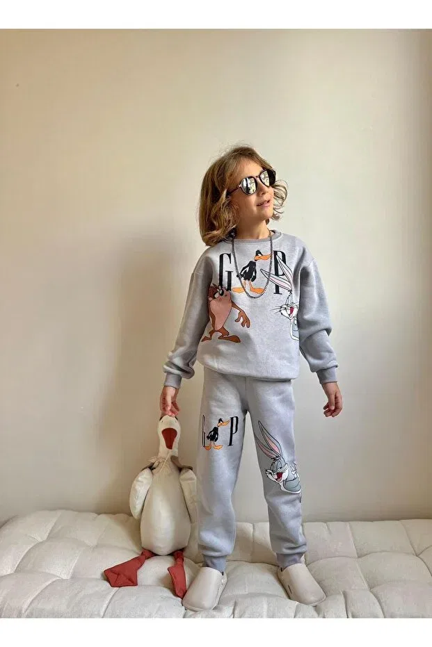Детский спортивный костюм для мальчиков хлопковый Boy'S 3-thread 100% cotton combed colorful tracksuit set Milays Life Home Collection, Gray Tasmania