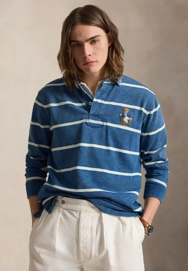 Рубашка поло с вышивкой Classic fit polo bear rugby shirt Polo Ralph Lauren, Indigo, индиго