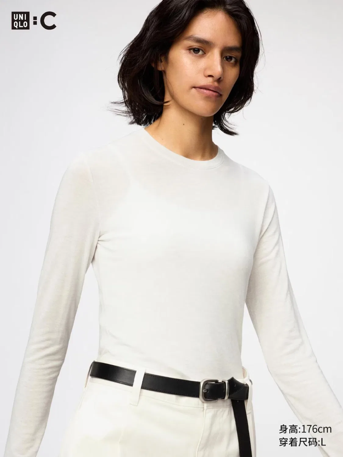 Футболка с длинным рукавом HEATTECH Uniqlo, светло-бежевый