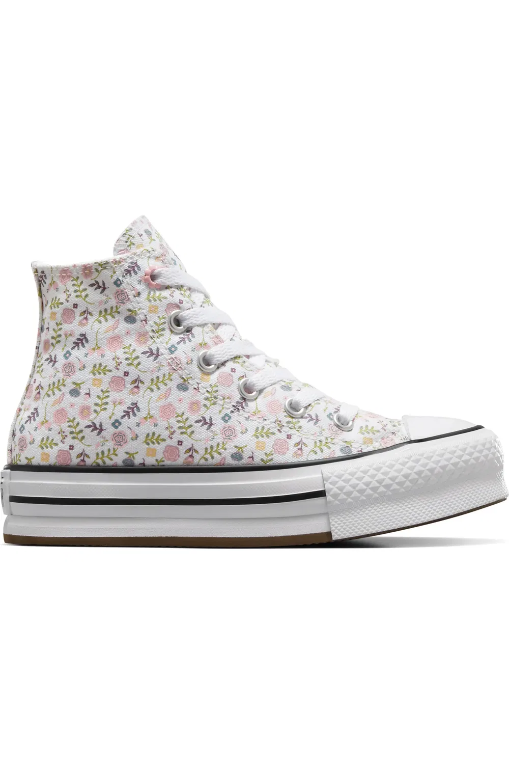 Кеды детские высокие на платформе Chuck Taylor All Star EVA Lift Converse, White/Sunrise Pink — фото 2