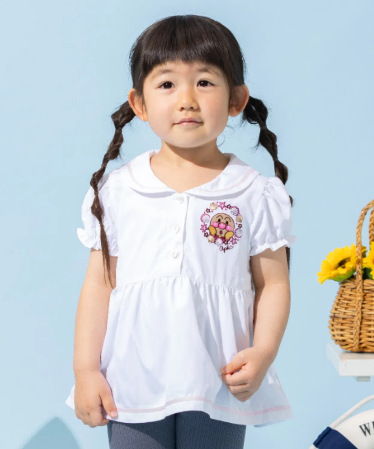 Детская туника с матросским воротником и пышными рукавами ANPANMAN KIDS COLLECTION, Off White