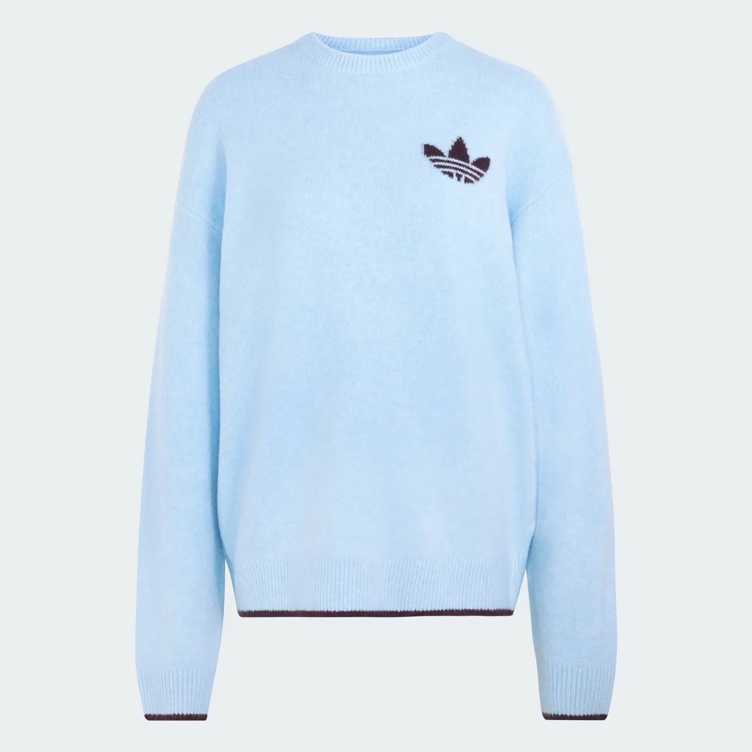 Женский свитшот свободного кроя ESS Knit Tipping Crew Adidas Originals, небесно-голубой/благородный красный — фото 4