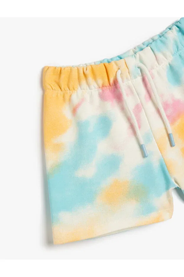 Детские шорты для девочек с принтом tie-dye Koton, Ecru Striped — фото 3