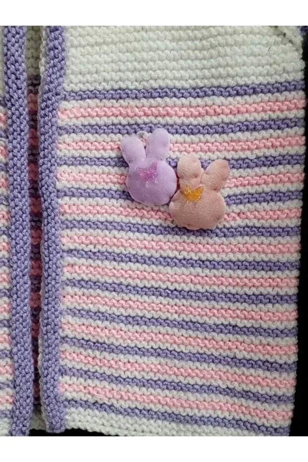 Детский кардиган без рукавов Hand Knitted Children's Cardigan Esmasultan, Pink — фото 2