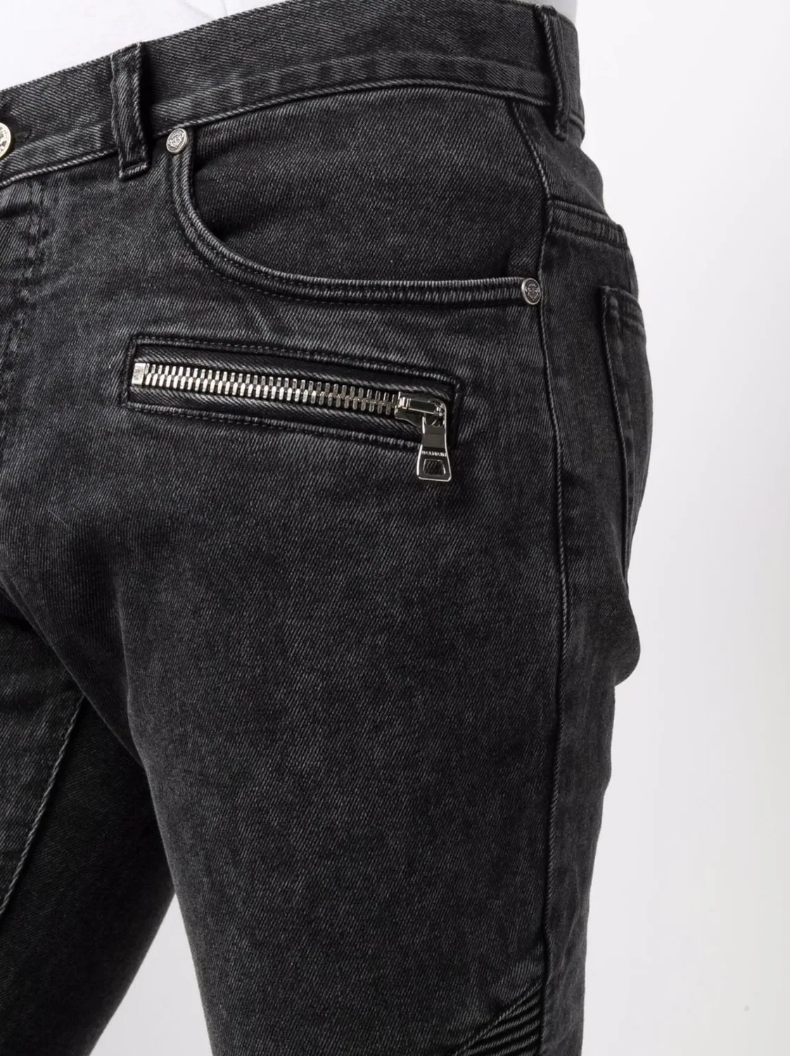 Джинсы Slim-Fit с Ребрами на Коленях Balmain, черный — фото 4