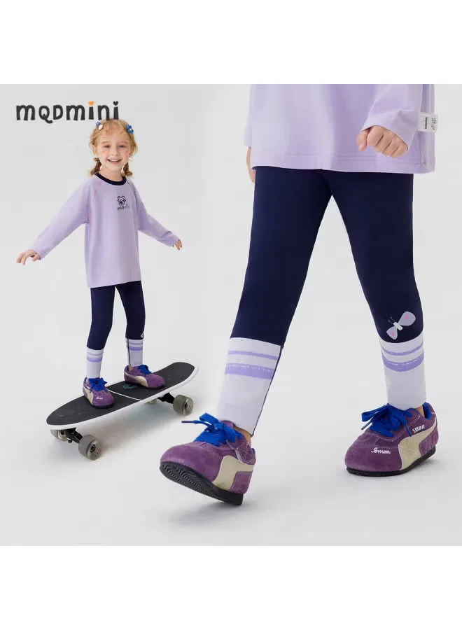 Леггинсы детские с принтом бабочки, цветочный узор, Mqdmini, синий