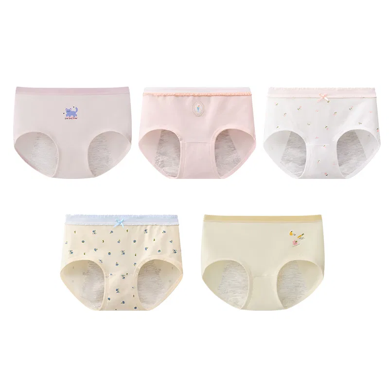 Детские трусы для девочек хлопковые комплект 3 шт Red bean, Pink Apricot White — фото 3