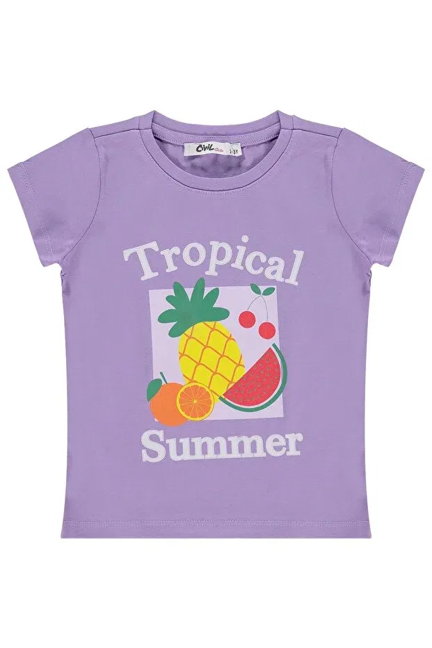 Детская футболка для девочек с принтом Tropical Printed Civil Girls, Purple