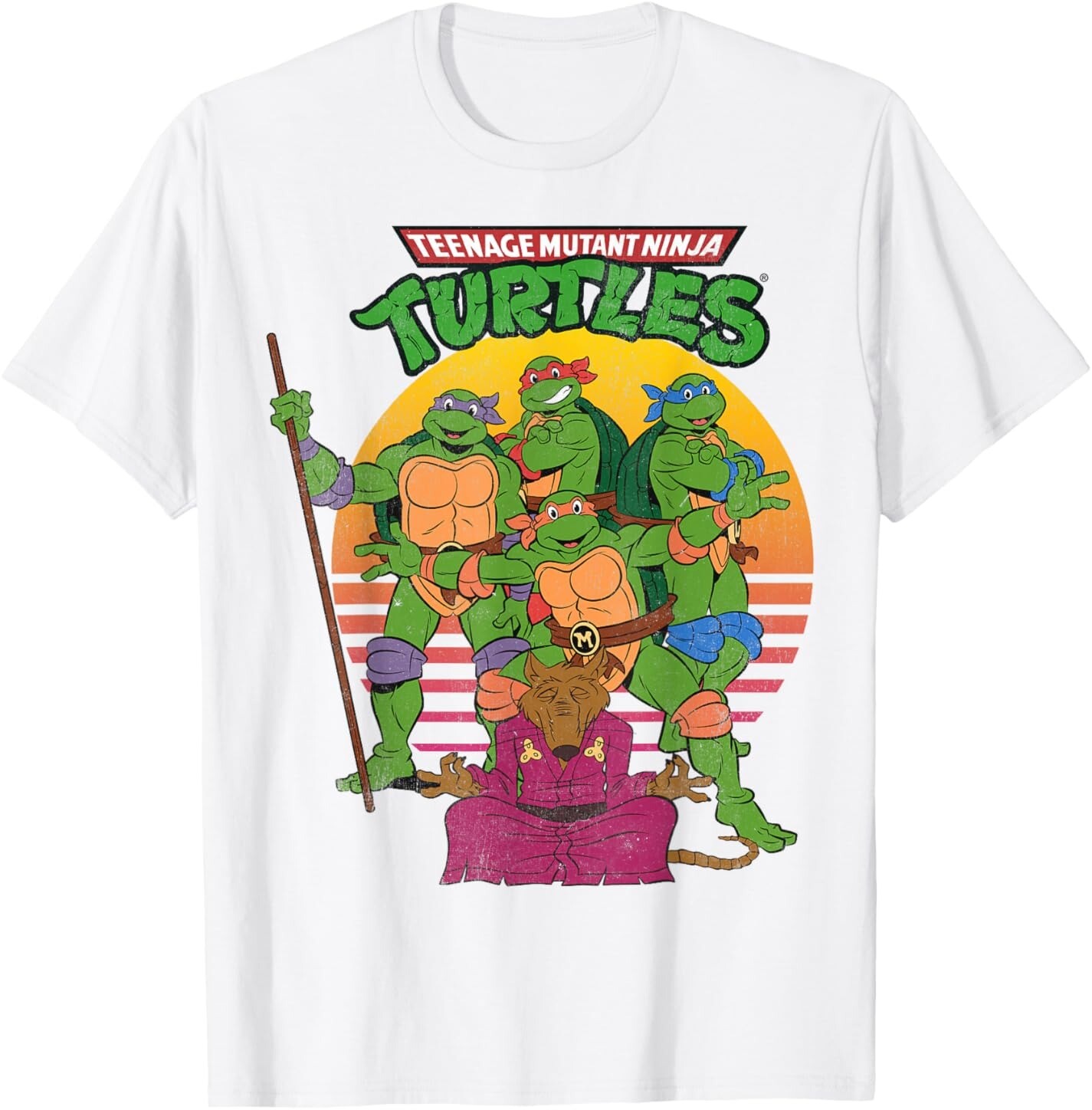 

Мужская футболка Teenage Mutant Ninja Turtles Retro Sun Group, белый
