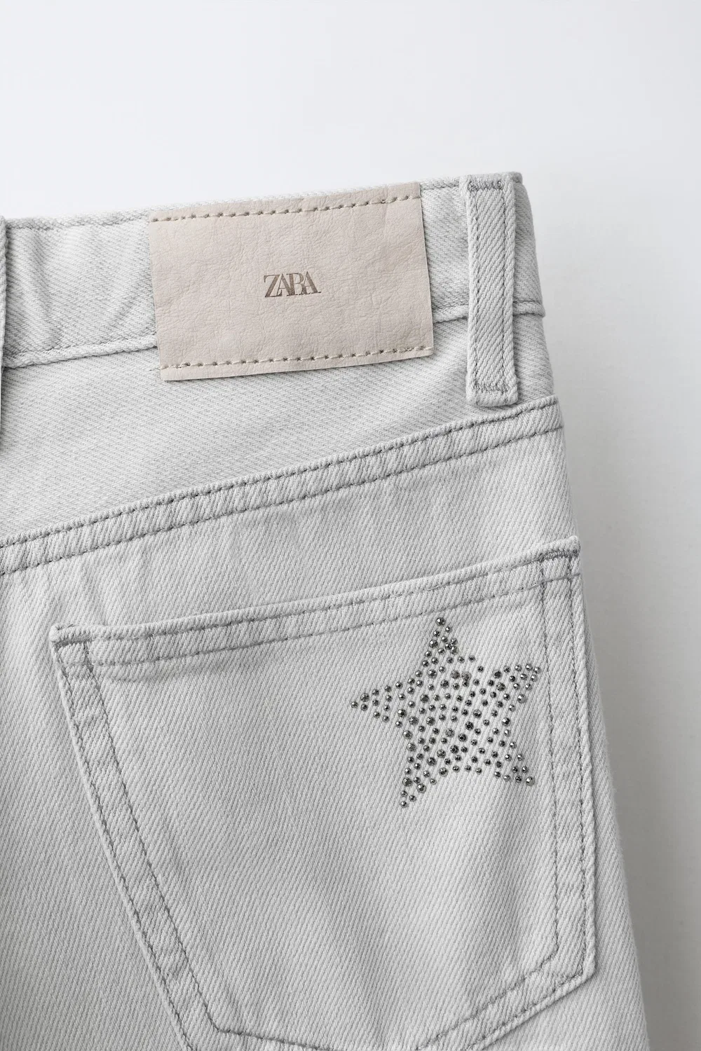 Джинсы с широкими штанинами и принтом в виде звезд. ZARA, Grey marl — фото 4