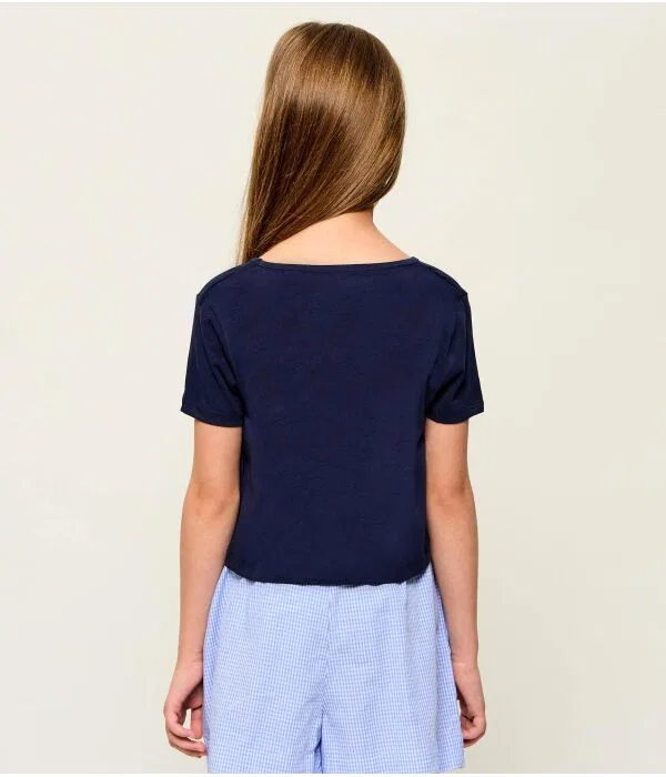 Детская футболка для девочек с принтом T-Shirt Cropped Fit Guess, Blu Marino — фото 3