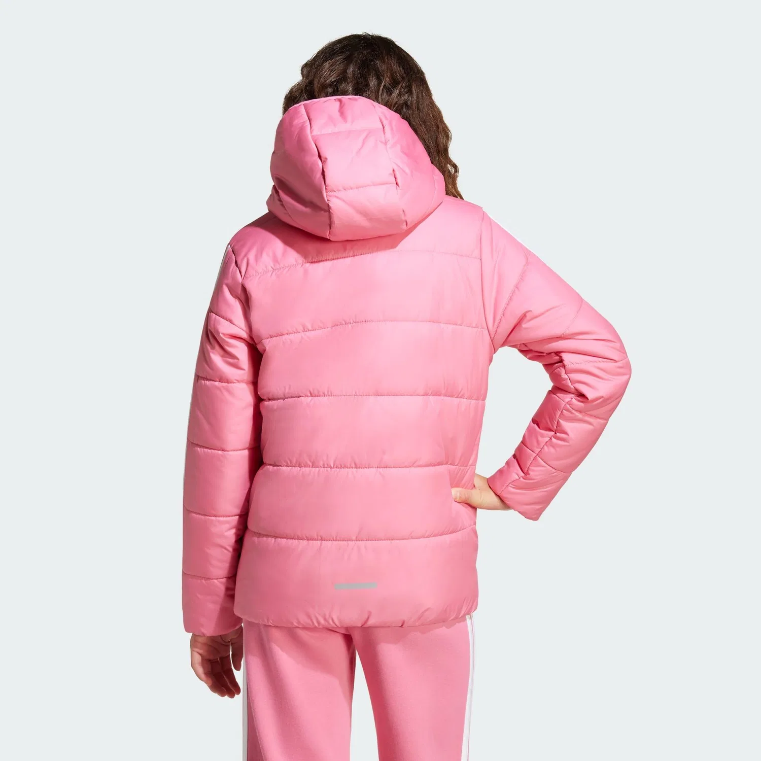 Детская утепленная куртка с принтом 3-Streifen Adidas, Rosa Weiss — фото 4
