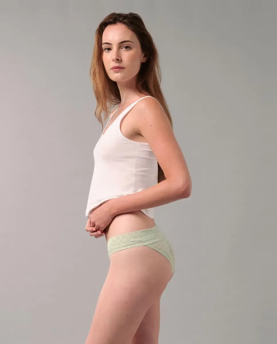 Женские трусы с заниженной талией с принтом ICON LOGO LACE Calvin Klein, Verde — фото 4