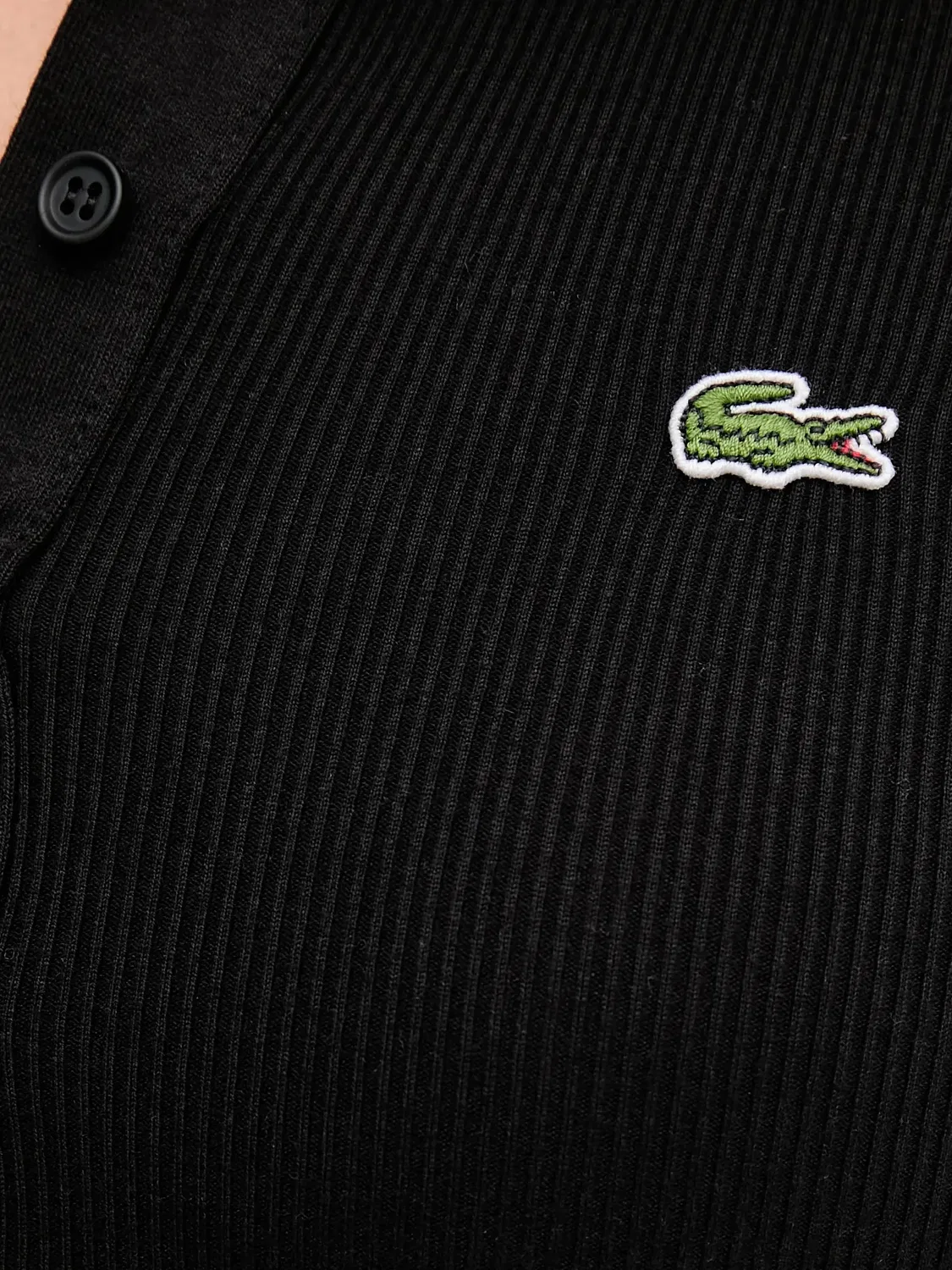 Рубашка-поло с длинным рукавом черная Lacoste, черный — фото 3