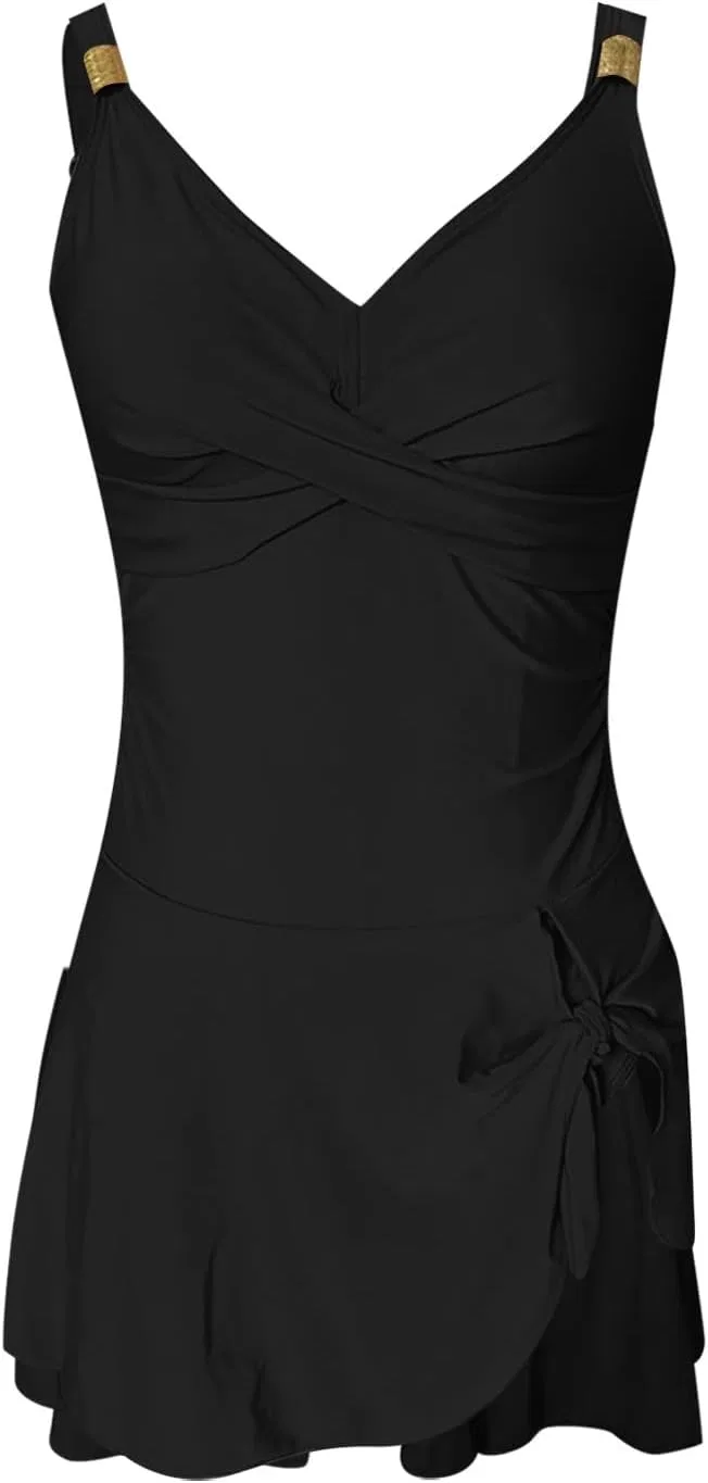 Женский слитный купальник с завязкой спереди Generic, Black — фото 3