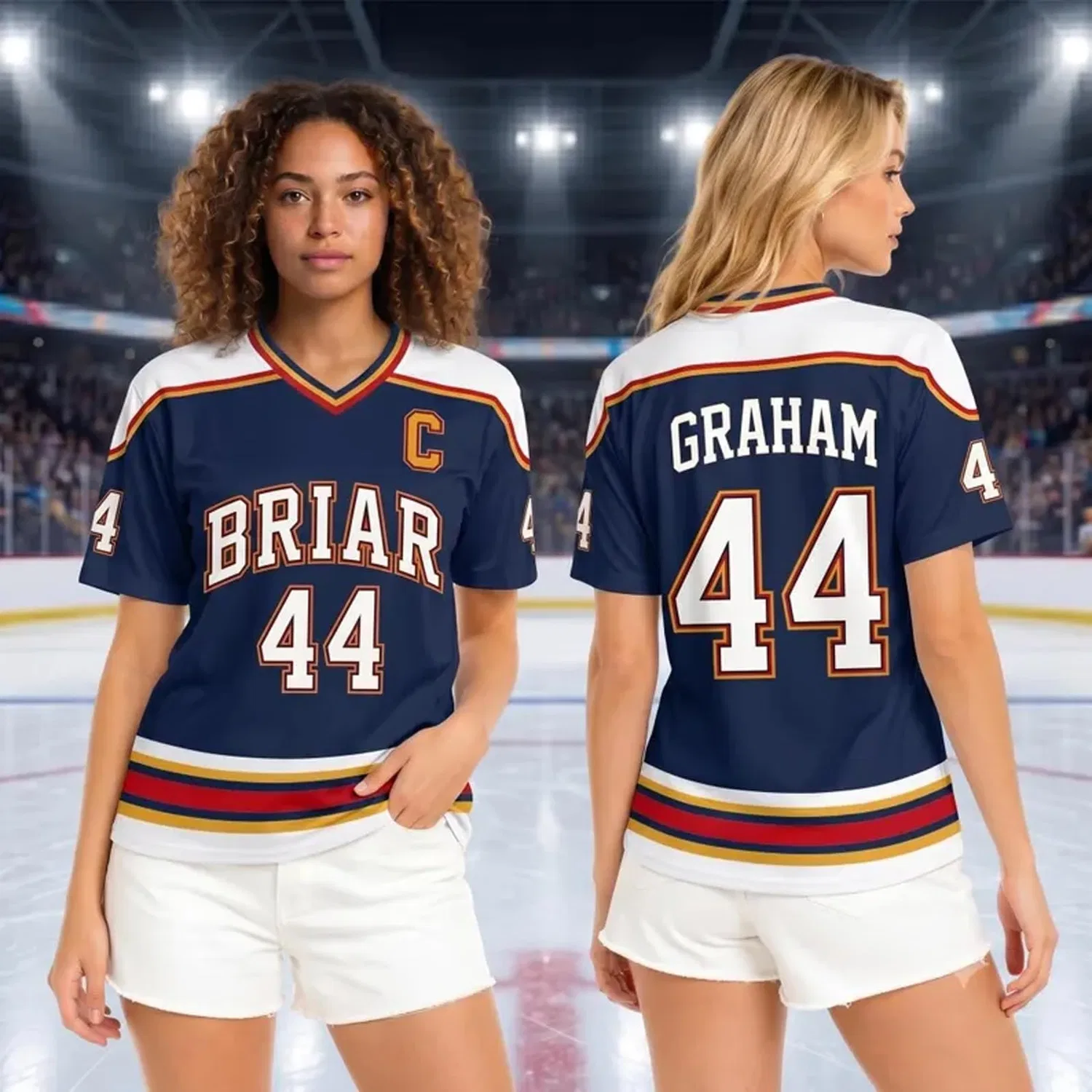 Мужская футболка с принтом Briar U Hockey Jersey Vneck Sports T-Shirt, C08 — фото 2
