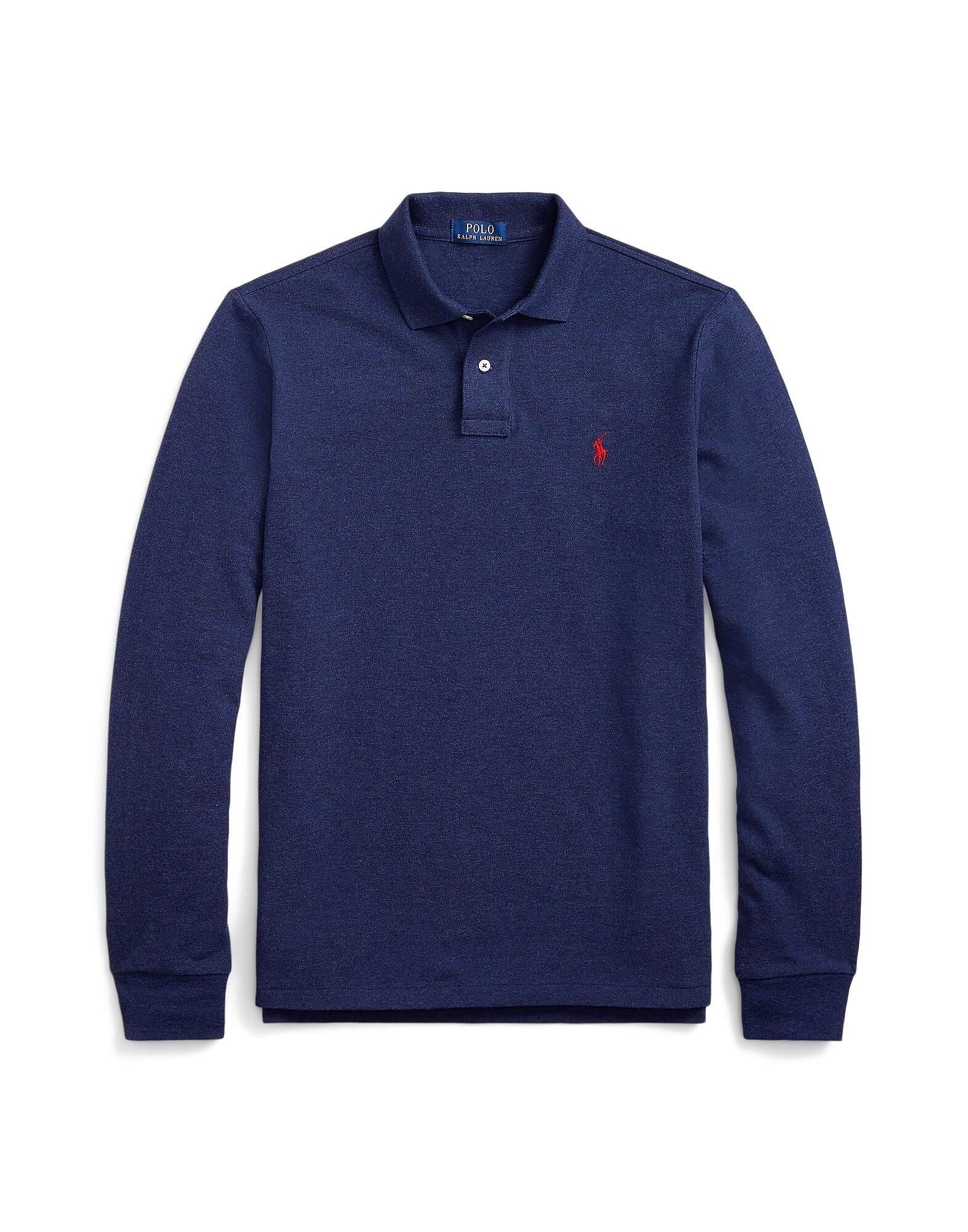 

Рубашка поло Slim Fit Mesh Long-Sleeve Polo Shirt Polo Ralph Lauren, синий