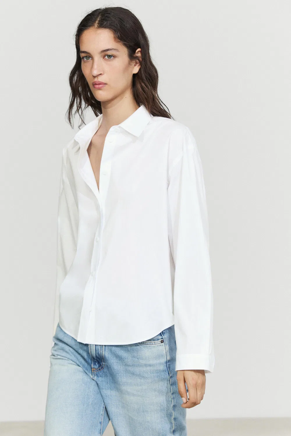 Рубашка Massimo Dutti 100% Cotton Poplin With Back Detail, белый — фото 3