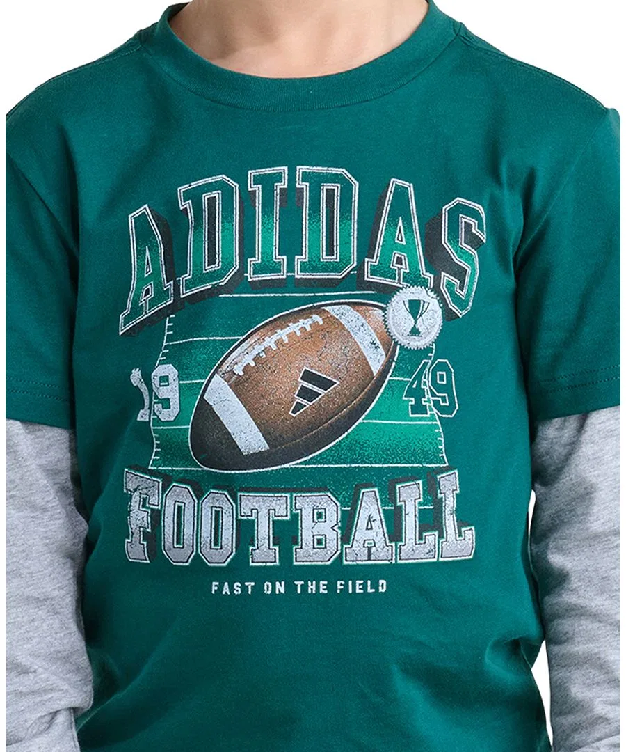 Комплект из футболки с длинным рукавом и брюк, с принтом adidas, Collegiate Green Black — фото 3