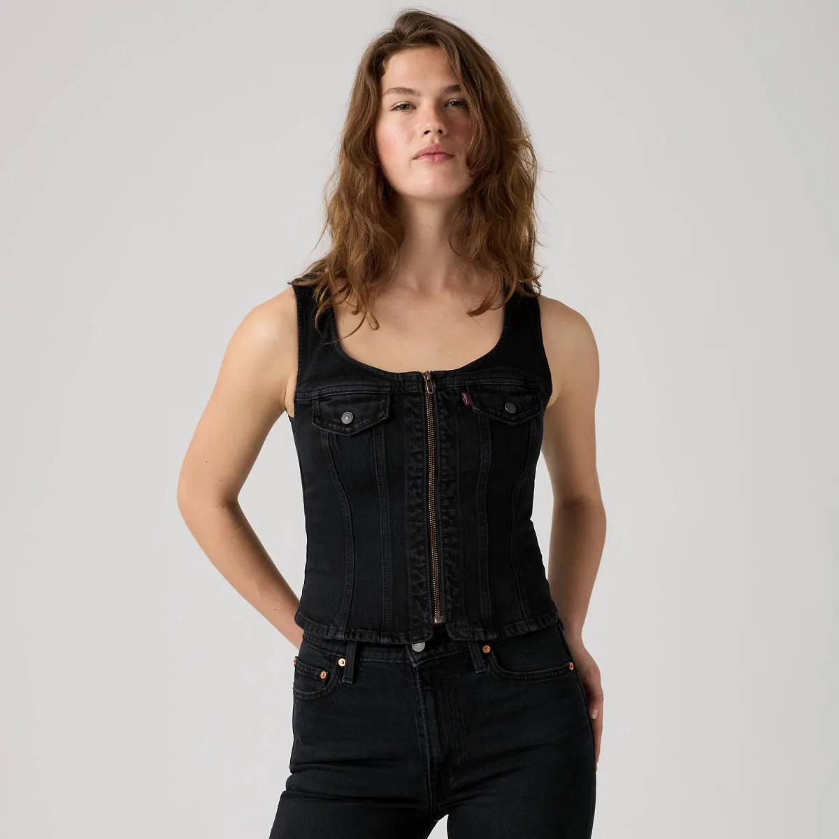 Винтажный жилет на молнии Levi's, Slight Night Str No Dp - Black