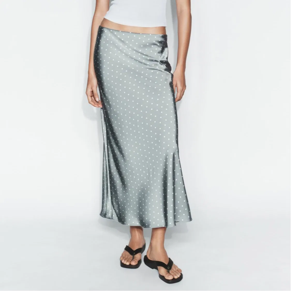Женская длинная юбка Casual с принтом Blue/White, ZARA, Blue/White — фото 4