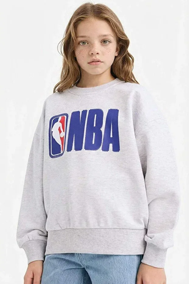 Детские свитшот для девочек оверсайз NBA Defacto, Gray-Gr400