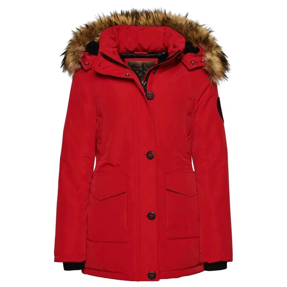 Женская парка с капюшоном и искусственным мехом Everest Superdry, Rot / Scharlachrot