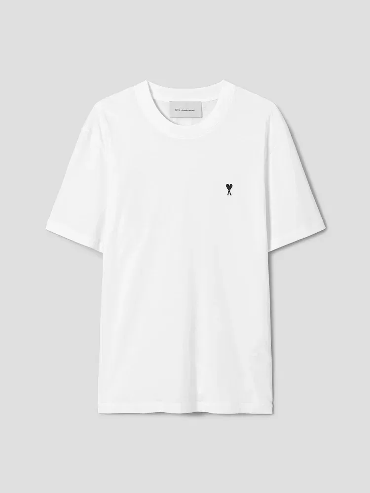 Футболка с коротким рукавом, свободный крой AMI PARIS, White