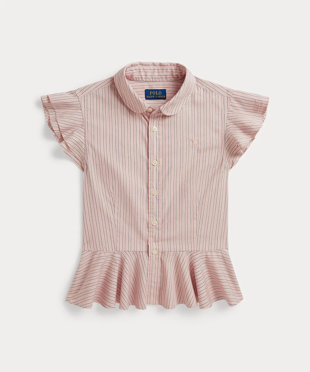 Детская хлопковая рубашка с воланами и принтом Club Polo Ralph Lauren Childrenswear, Multi